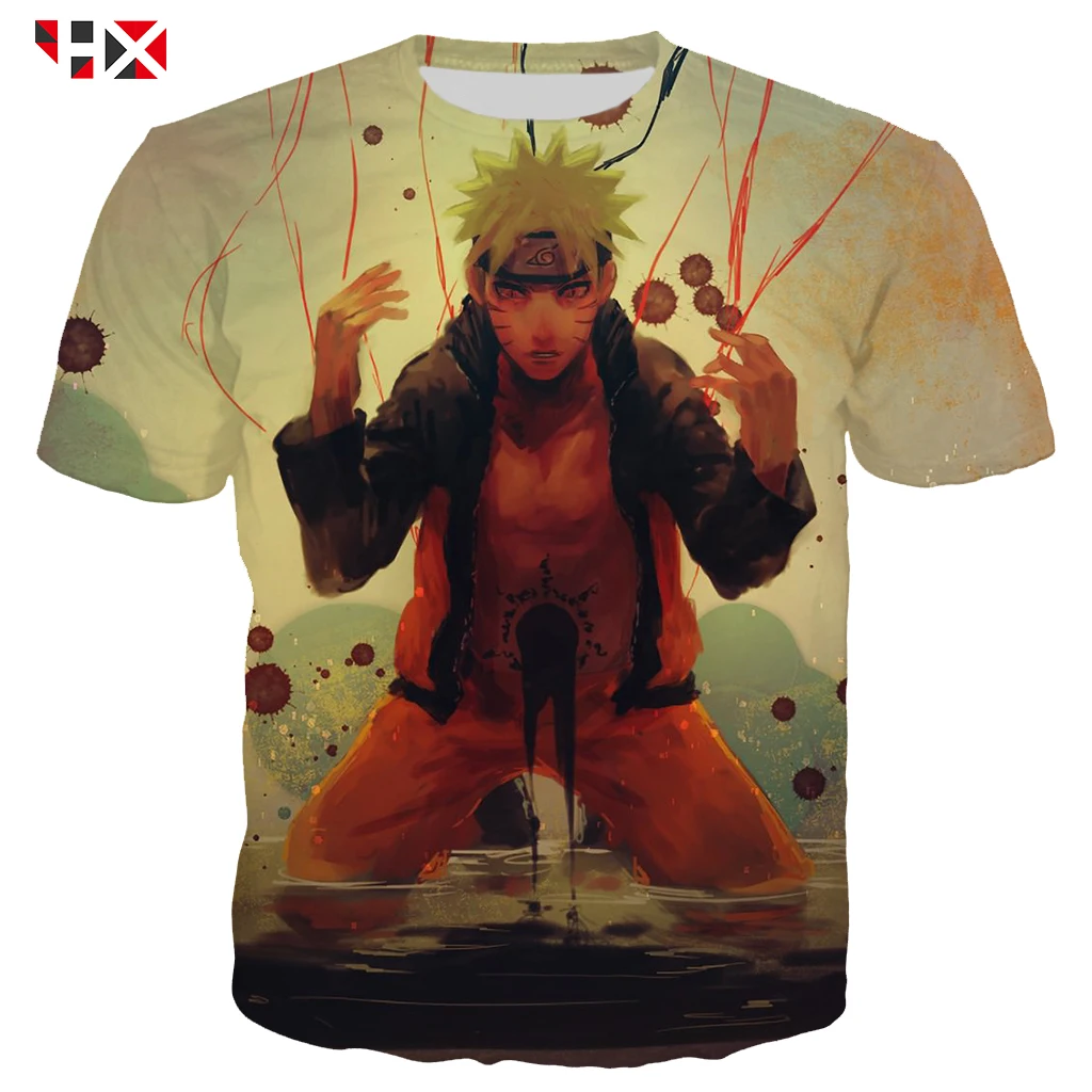 

HX Summer High Quality Naruto Men Women T Shirt Anime Naruto Sasuke 3D Print Harajuku Streetwear T-shirt Naruto Tops HX672