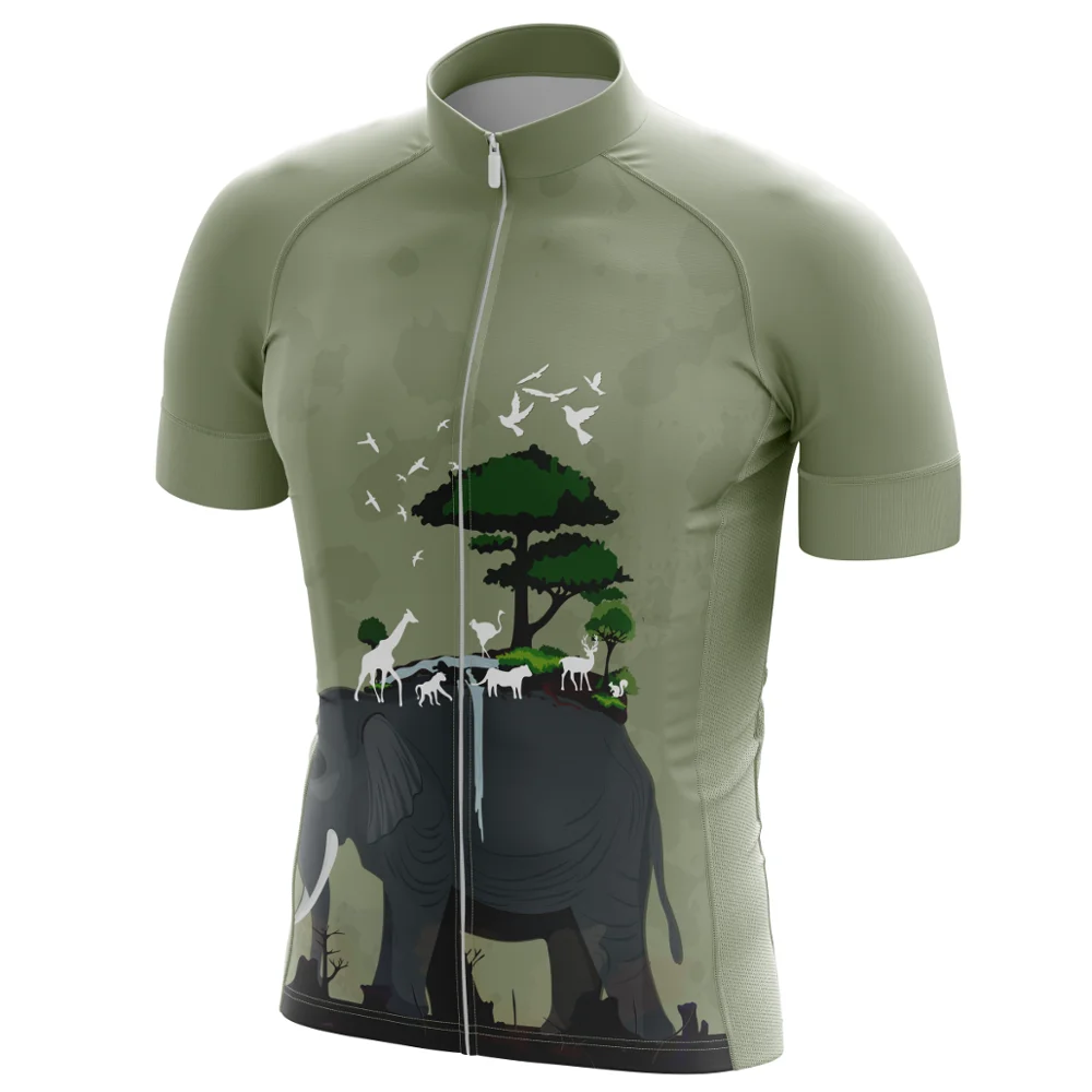 HIRBGOD 2021 New UK Men's Cycling Shirt Elephant Print Breathable Short