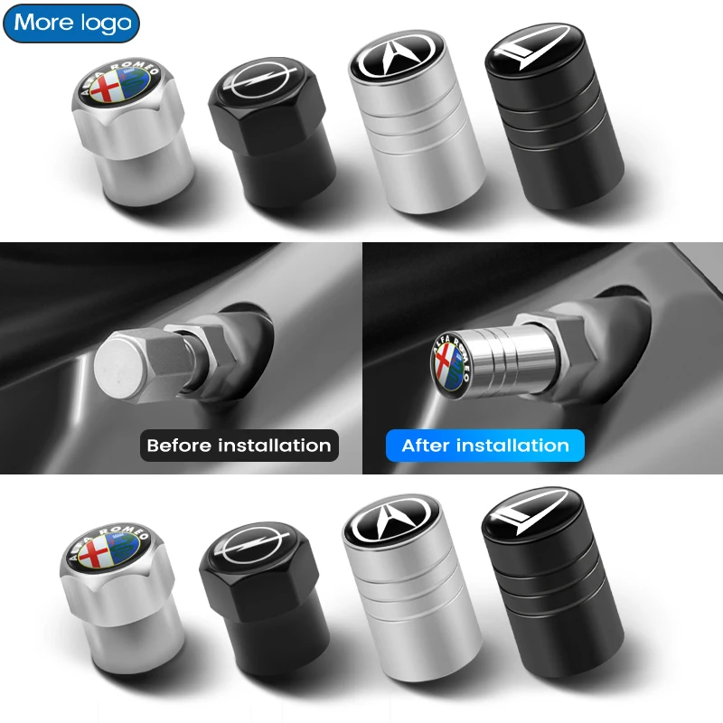 4pcs Car Badges Wheel Tire Valve Caps Tyre Stem Covers Auto Accessories