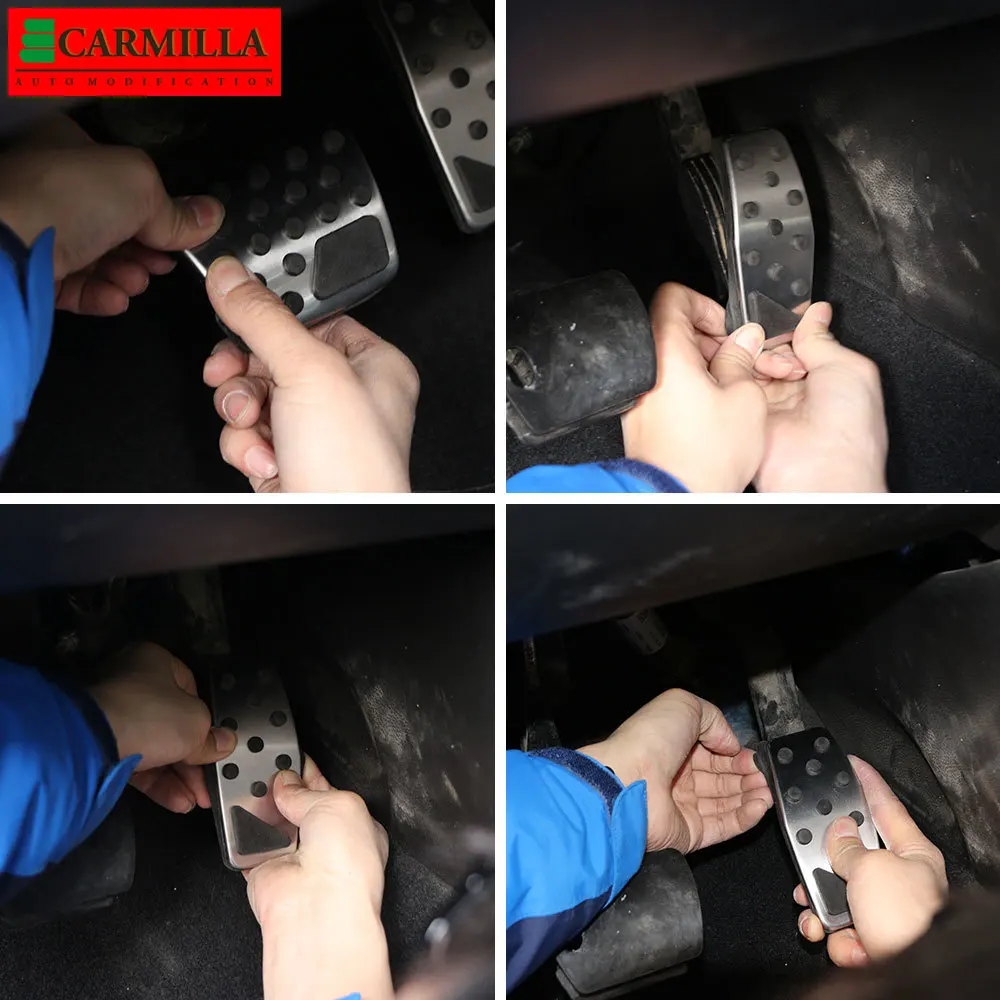 Carmilla Stainless Steel AT Car Pedals for Fiat 500x 500 X 2014- Auto Gas Brake Rest Foot Pedal Protection Cover Accessories