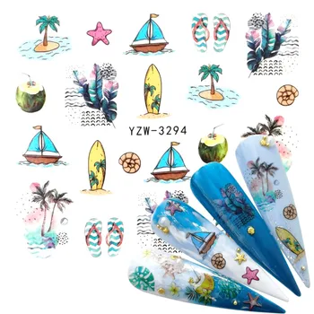 

LCJ 2020 New Arrival 1 PC Nail Art Summer Beach Water Design Tattoos Nail Sticker Decals for Beauty Manicure Tools