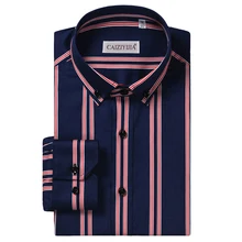 Мужская рубашка в полоску, хлопок, Стандартная посадка, без морщин, удобная, умная, повседневная, с длинным рукавом, на пуговицах, рубашки
