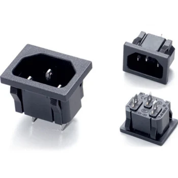 

10pcs Black Copper CE IEC320 C14 C13 panel mounted ac receptacle power outlet embedded electrical AC Power Socket 10A 250V