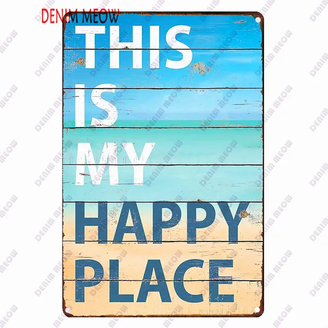 Beach Metal Sign Tin Vintage Summer Beach Plates Relax Metal Wall Sign Pool Tiki Bar Pub Seaside Ocean Happy Place Decoor WY161 14