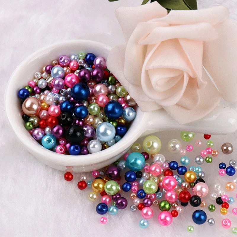 Cuentas de perlas de colores para manualidades, abalorios de
