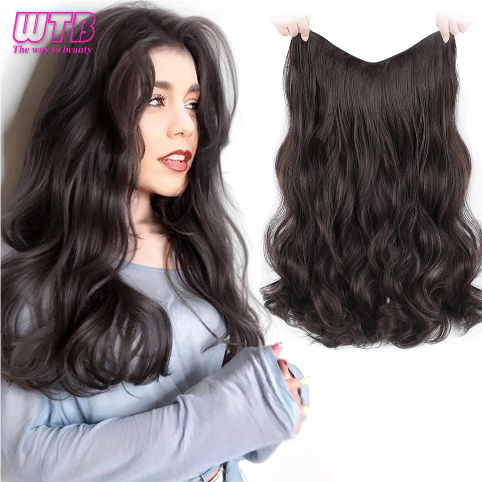 Wtb Long Curly 5 Clips In One Piece Hair Extension Synthetic Natural Hair  For Women Two Style Invisible Fluffy False Hair Piece - Synthetic Clip-in  One Piece(for White) - AliExpress