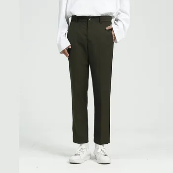 

NEW Men Casual Suit Pant Male Japan Korea Fashion Vintage Streetwear Ankle-length Pant Slim Fit Trousers