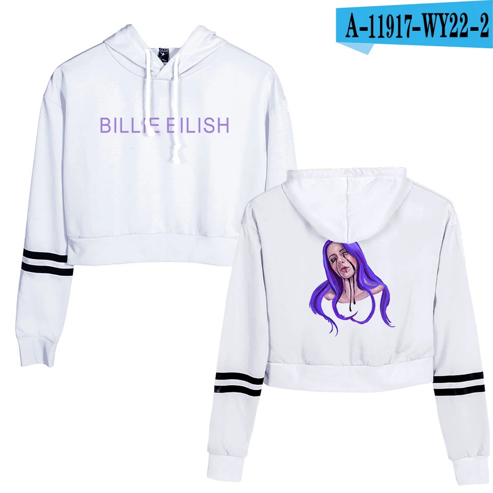 Billie Eilish Navel-Hoody женская новая крутая модная Толстовка с принтом музыка Senorita Billie Eilish Kawaii Navel-Hoodies топы для девочек - Цвет: white