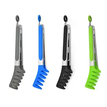 

1PCS Pasta Tongs Silicone Tip Non-slip Stainless Steel Food Tongs Spaghetti Tongs Multifunctional Clip Food Clip kitchen Tool