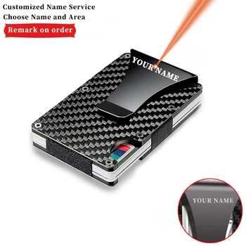 

Engraving Name Multifunctional Carbon Fiber Men's Card Holder, Metal Card Holder, Anti-theft Credit Card Case Business Gift
