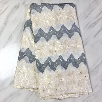 

African 100% Cotton Lace Fabric With Eyelet Embroidery Nigerian Swiss Voile Lace fabric for Party FP82