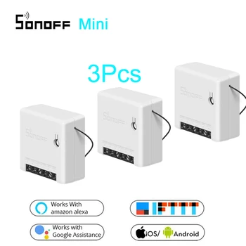 

3PCS Sonoff MINI DIY Smart Switch 10A 2 way Remote Control Wifi Switch Support An External Switch Work With Alexa Google Home