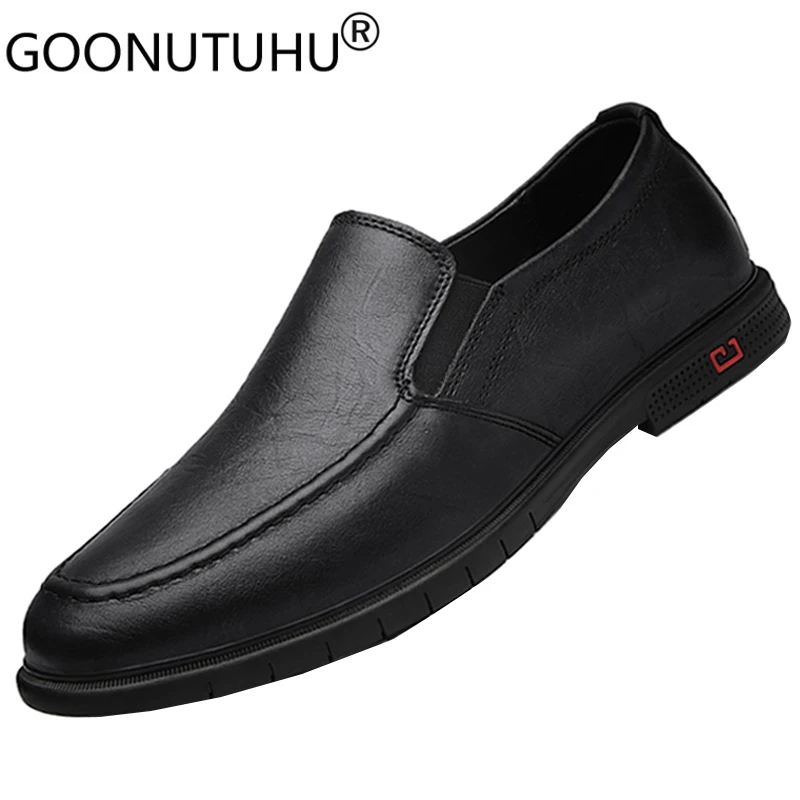 

Fashion men's shoes casual genuine leather loafers male classic brown black slip on shoe man nice waterproof derby shoes for men