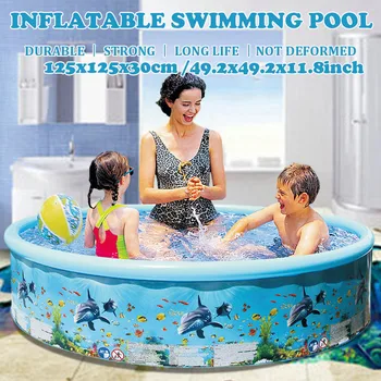 

49inches Kids inflatable Pool High Quality Children's Home Use Paddling Pool Blow Up Pool for Family Kids Backyard Foldable MA2