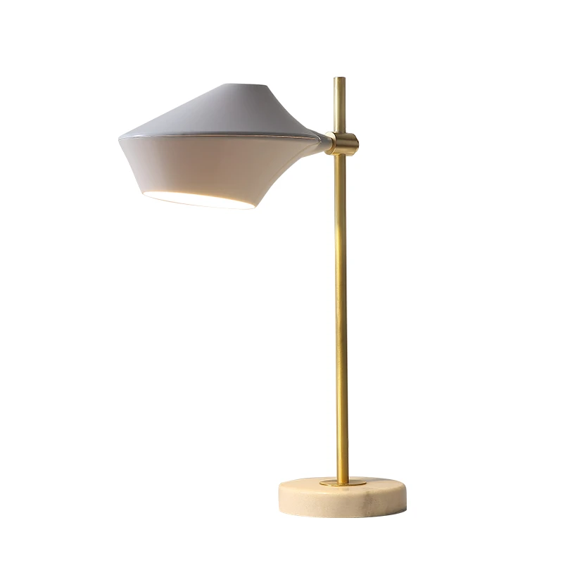 

Post Modern Copper Table Lamps Marble Base Art Desk Lamp Bedroom Foyer Study Lighting Fixture E27 6W LED Bulb EU US Plug Switch