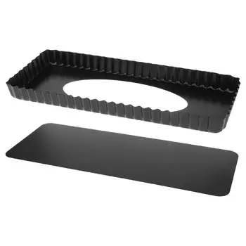 

Fluted Pie Tart Pan Mold Baking Removable Bottom Nonstick Quiche Tool Rectangle 425D