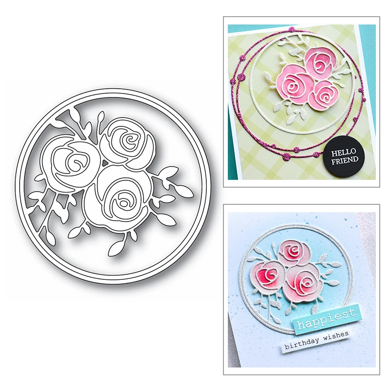 Rose With Circle 2020 New Metal Cutting Dies for DIY Scrapbooking and ...