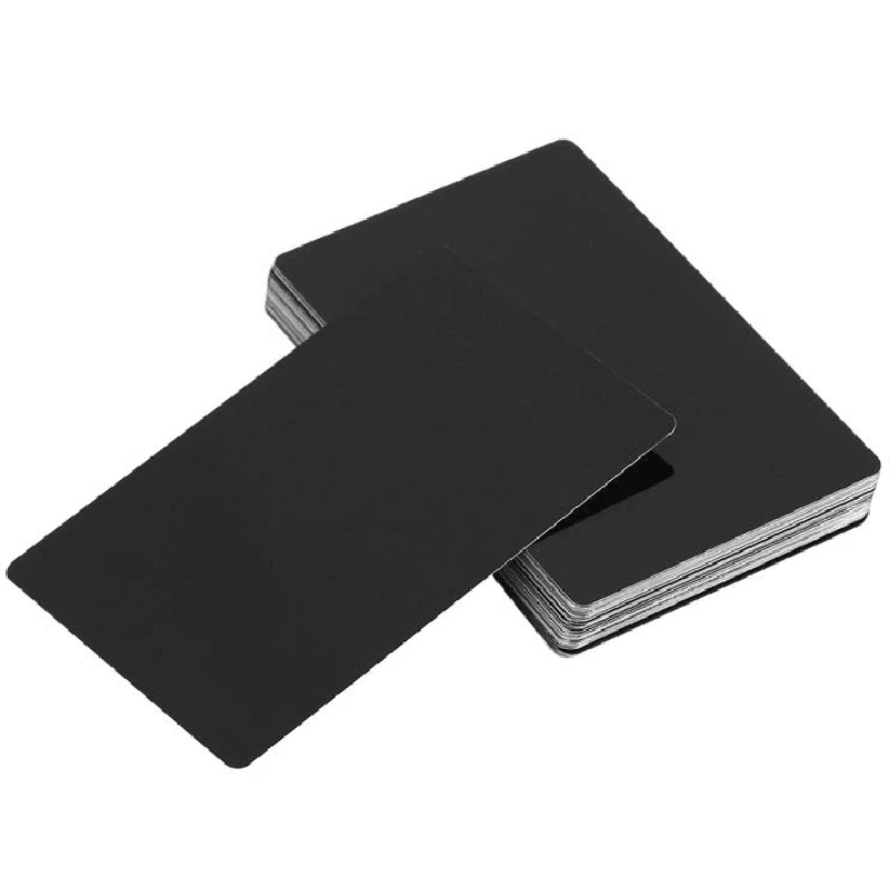 100 шт Черная Алюминиевая карта из сплава гравировка металлическая визитная карточка 0,22 мм толщина