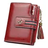 Fashion Small Oil wax Leather Wallet Women Stylish Zipper & Hasp Card Wallet Woman High Quality Short Credit Card Holder Purse 1