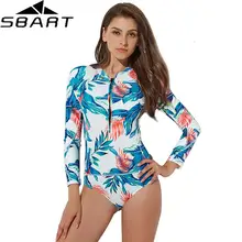 Sbart, винтажный цельный сексуальный женский купальник, Цветочный, длинный рукав, тощий, для серфинга, дайвинга, купальник, ретро купальник
