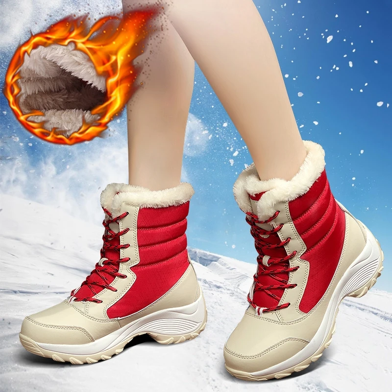 

Women Boots Winter Ankle Boot For Women's White Black Platforms Footwear Snow Boots Warm Plush Shoes Female Booties Plus Size