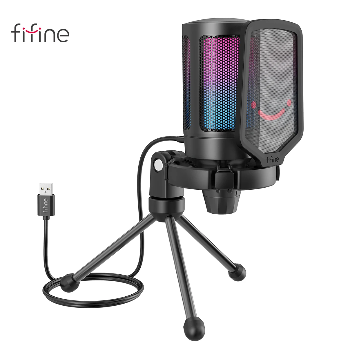 FIFINE USB конденсаторный игровой микрофон для ПК PS4 PS5 MAC с поп фильтром