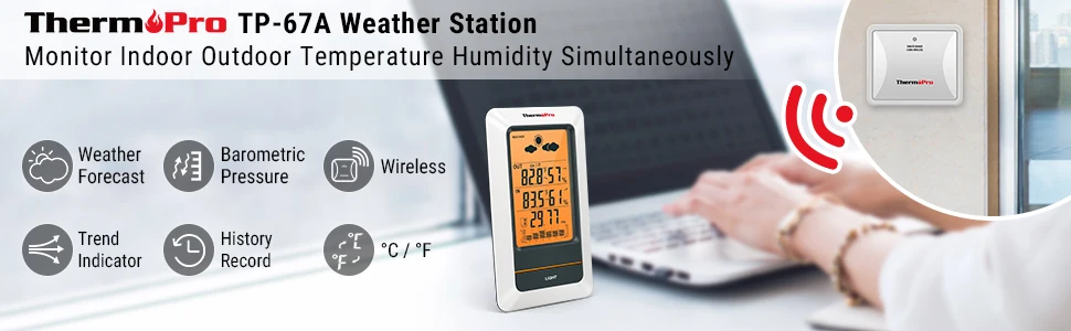 Термометр TP67A беспроводной Погодный Staion100M комнатный и наружный термометр влажности с погоды