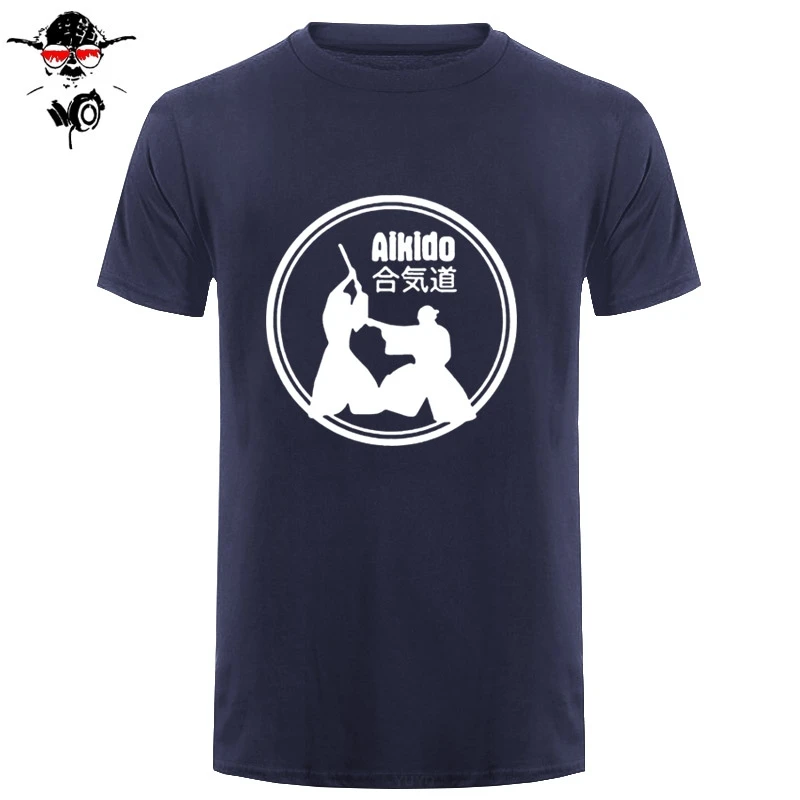 Летняя новая футболка Aikido jiu jitsu с принтом Мужская коротким рукавом и