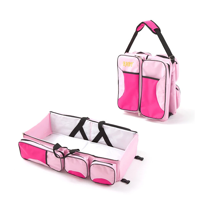 pink Переносная детская кроватка складная детская посылка многофункциональная Большая вместительная сумка для мам дорожная кровать детская кроватка - Цвет: pink