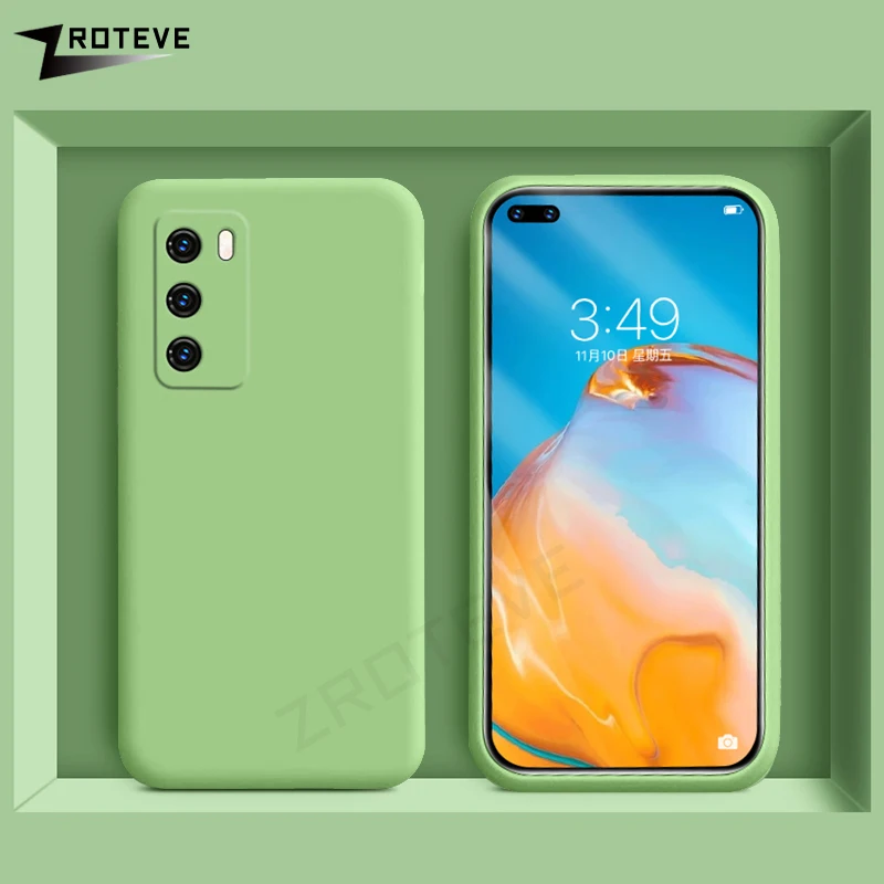 Жидкий силиконовый чехол для Huawei P40 Pro P30 Lite мягкий E 5G 4G P20 | Мобильные телефоны и