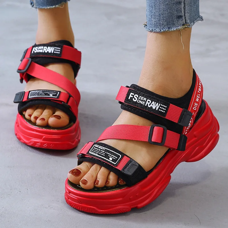 Aphixta 5cm platform women's sandals summer slides buckle Slides casual sandals cool sports shoes summer sandalia mujer