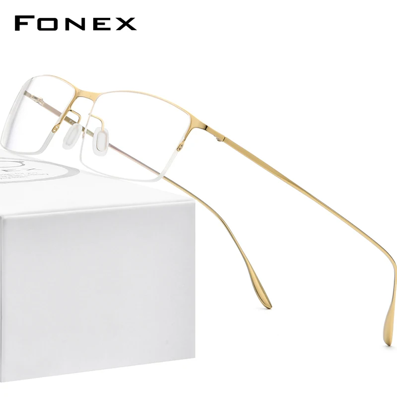 FONEX Titanium Alloy Glasses Men Ultralight Square Myopia Eyeglasses Frame Prescription Optical Korean Eyewear 8101 | Аксессуары для