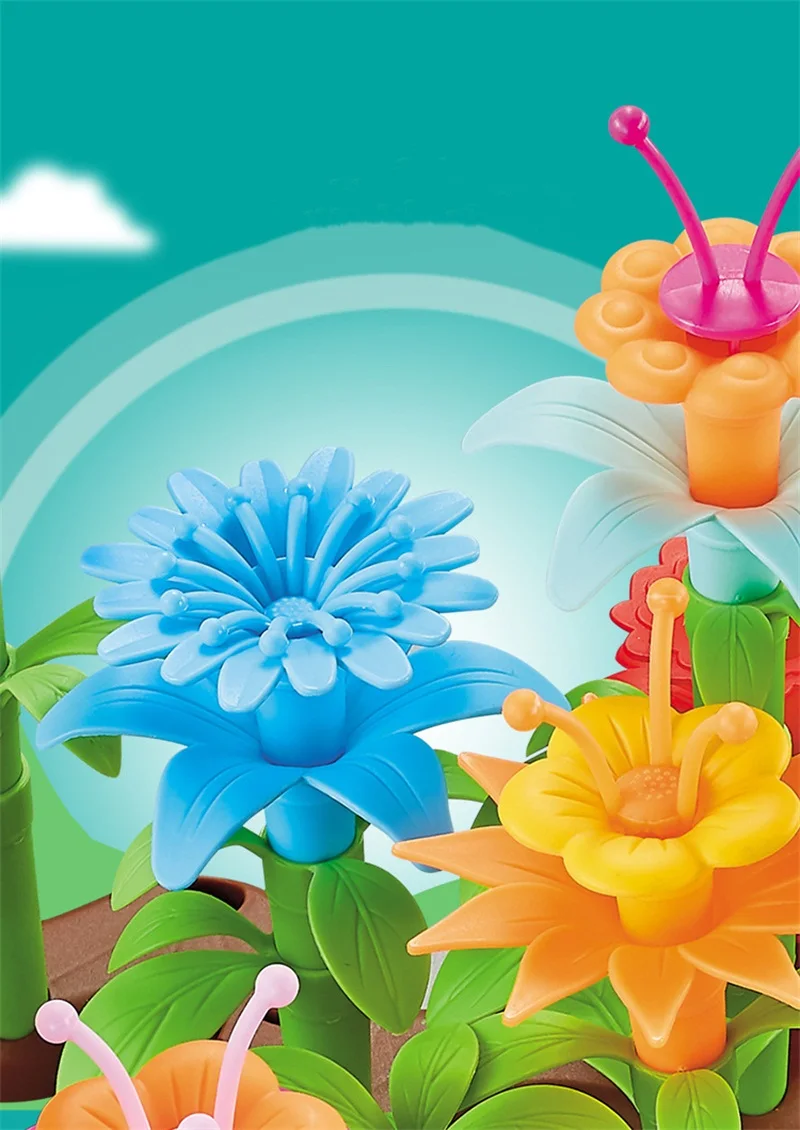 DIY Dream Garden Series Girls Flower Interconnecting Blocks Toys Educational Assembly Blocks Christmas birthday gifts