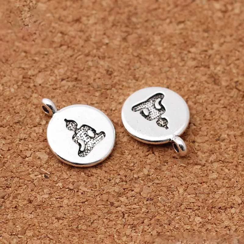 B 10pcs 10 шт./лот тибетский, серебристый, круглый тег лотоса/Древо жизни/талисманы Будда 15 мм ручной работы металлические подвески DIY аксессуары для изготовления ювелирных изделий - Окраска металла: B 10pcs