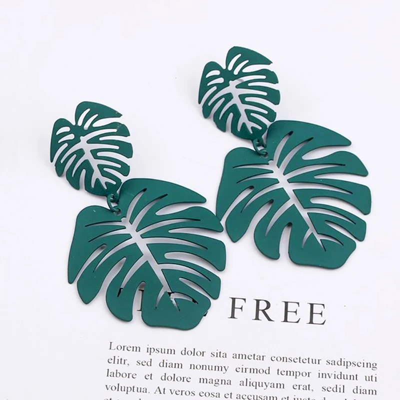 Metal leaves Earring Geometric Metal Swing Drop Earings for Women 6 clours Style Fashion Female Jewelry