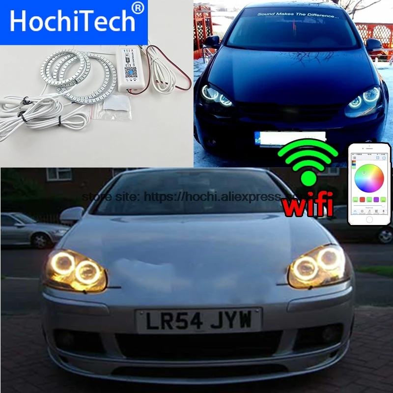 Hochitech Eccellente Rgb Multicolore Halo Rings Kit Car Styling Per Volkswagen Golf 5 Mk5 03-09 Angel Eyes Wifi Telecomando