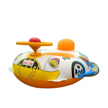 

Portable Inflatable Baby Swim Ring Sunshade Baby Float Boat Seat Toddler Raft with Steering Wheel and Beep The Horn