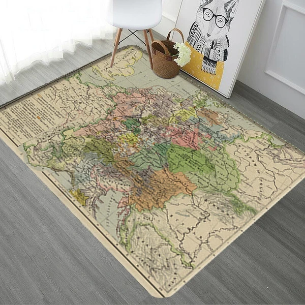 Rustic World Map Area Rugs, Maps, Rug Decorative Floor Mat, Map