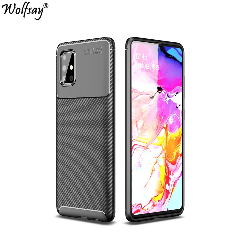 Для samsung Galaxy A51 чехол-бампер Силиконовый противоударный чехол из углеродного