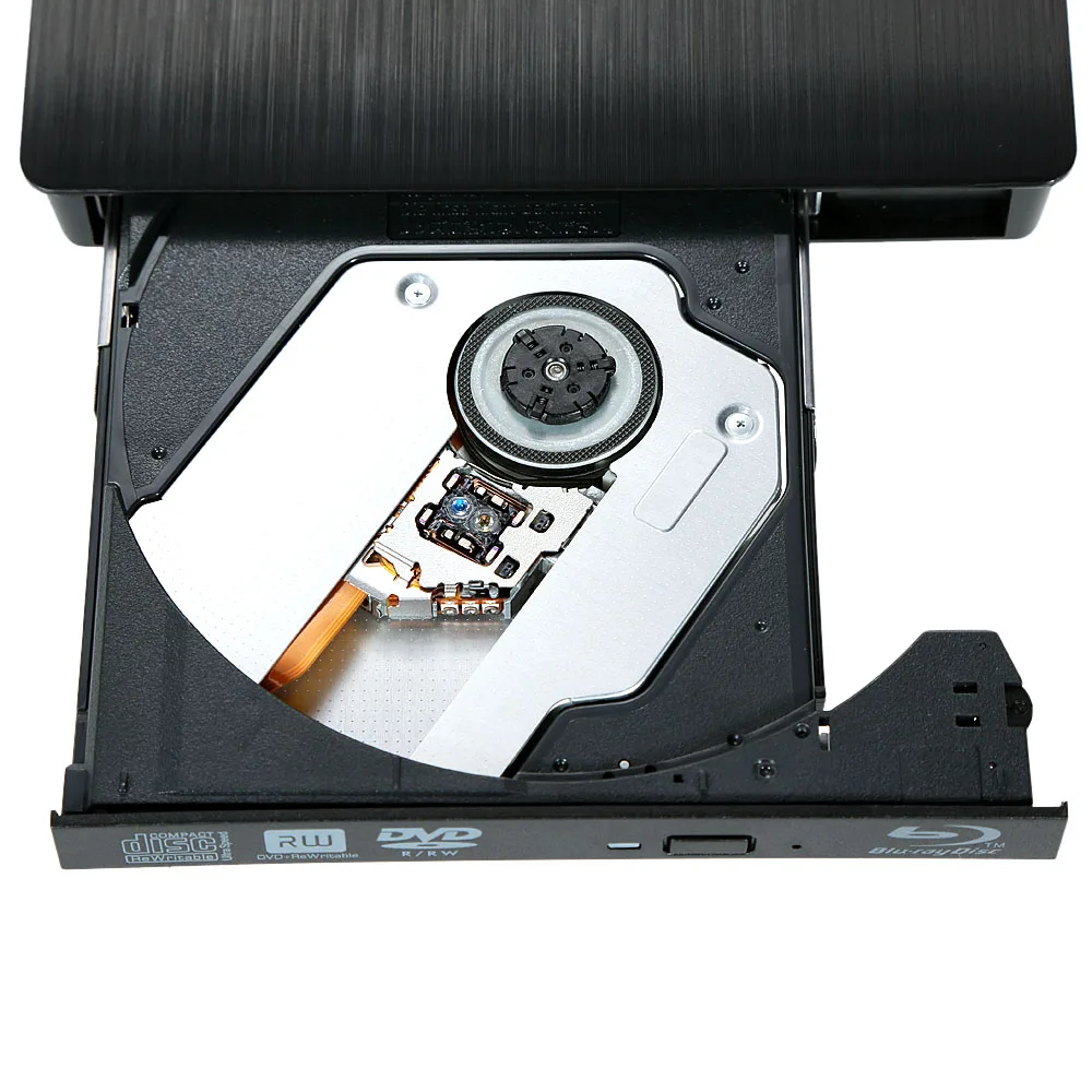 Ультра тонкий внешний диск DVD-RW DVD-ROM USB 3,0 Burner Writer BD-ROM 3D Blu-Ray плеер для Linux Windows Mac OS черный