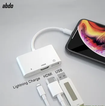 

3In1 IOS13 OTG Adapter For iPhone SE 11 XS XR X 8 7 iPad Air/Mini Lighting to HDMI USB3.0 Connect Full HD Audio Video Projector