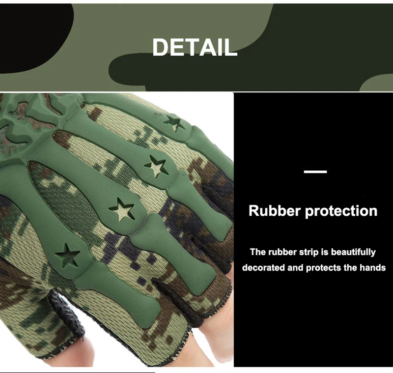 Men Fingerless Combat Gloves Outdoor Tactical Gloves Airsoft Sport Half Finger Type Military Army Shooting Cycling Gym S2295