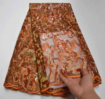 

Red Nigerian Sequins Lace Fabrics Nigerian Mesh Net Lace Fabrics Embroidery African Tulle French Lace Materials For Women TG6325