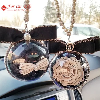 

Rose Camellia Immortal Flower Flower Ball Car Rearview Mirror Car Decoration Pendant Car Accessories Car Decoration