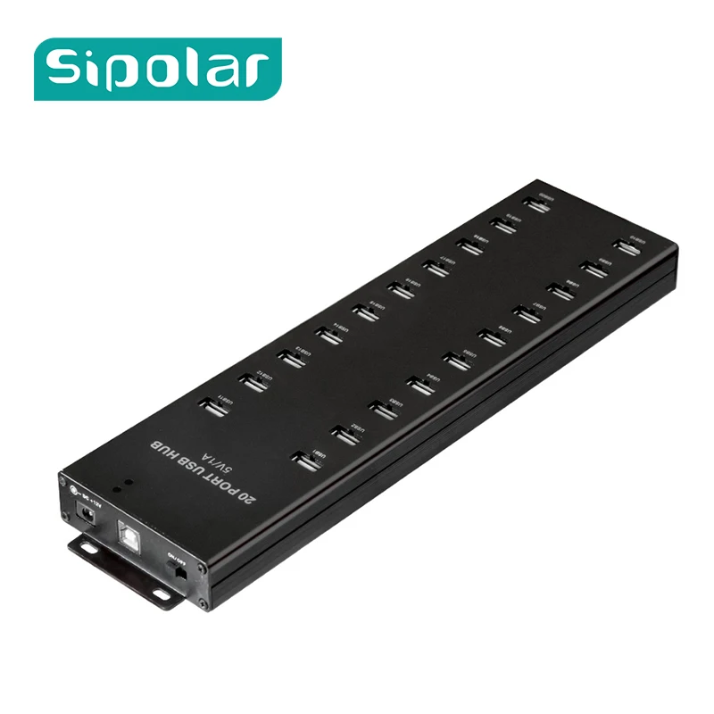Sipolar промышленный 20 портов Алюминиевый usb 2,0 концентратор многопортовый usb зарядное устройство концентратор с внешним питанием для ps4 apple ноутбука macbook