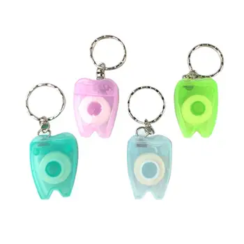 

4PCS Floss Effective Mini Portable Colorful 15M Floss Keychain for Teeth Cleaning