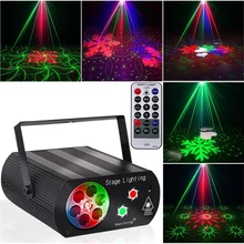 Projecteur Laser à 16 motifs RGB 8W, lumières de flocon de neige avec télécommande LED, stroboscope automatique, éclairage Disco pour maison DJ, lampe de fête d'anniversaire 