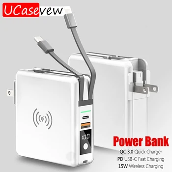 

10000mAh Power Bank Portable USB-C PD Quick Charge 3.0 4.0 Super Charge Plug 15W Wireless Charger for iPhone Xiaomi Fast Charger