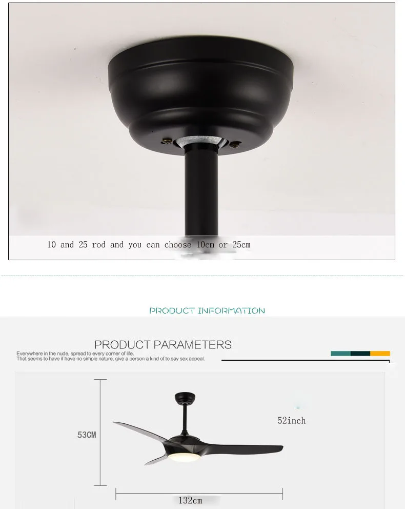 52 дюйма потолочный вентилятор-светильник с дистанционным управлением Спальня 132 см современная люстра вентилятор лампа Гостиная обеденный Детская Кабинет лампы