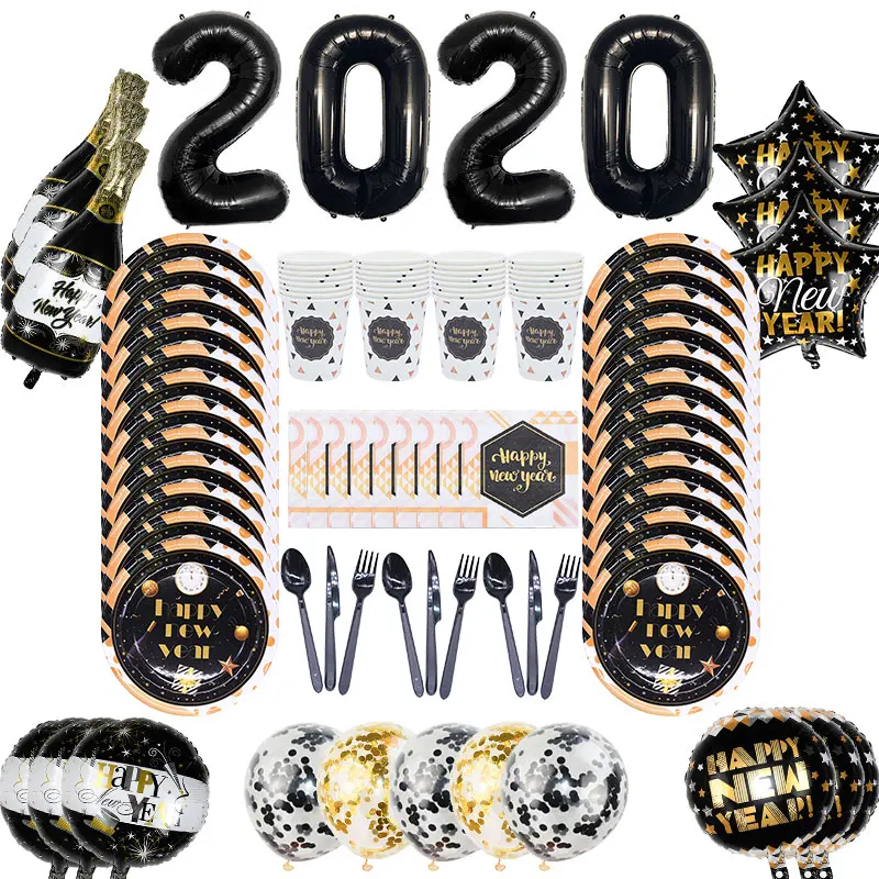 Товары для украшения с новым годом 2020 воздушные шары из фольги бумажные тарелки и